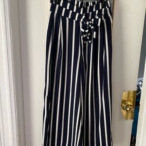 Striped dark blue and white Zara trousers